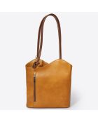 Sac porté épaule en Cuir cognac - 24x12x18 cm