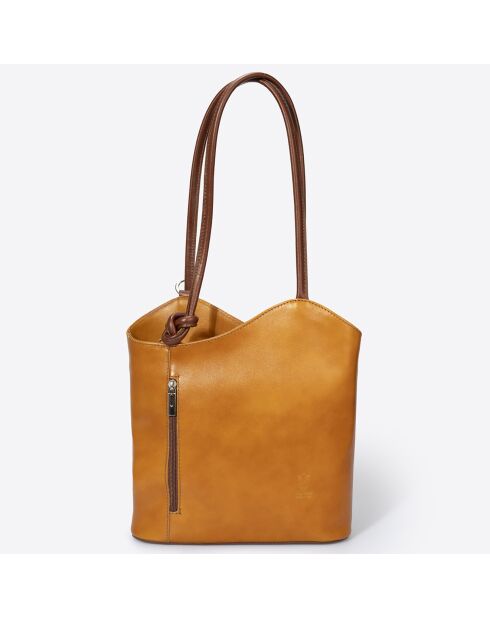 Sac porté épaule en Cuir cognac - 24x12x18 cm