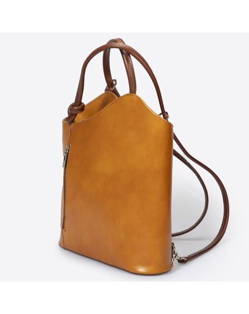 Sac porté épaule en Cuir cognac - 24x12x18 cm