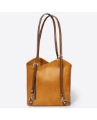 Sac porté épaule en Cuir cognac - 24x12x18 cm