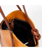 Sac porté épaule en Cuir cognac - 24x12x18 cm