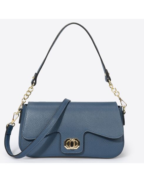 Sac porté épaule en Cuir bleu roi - 27x8x15 cm