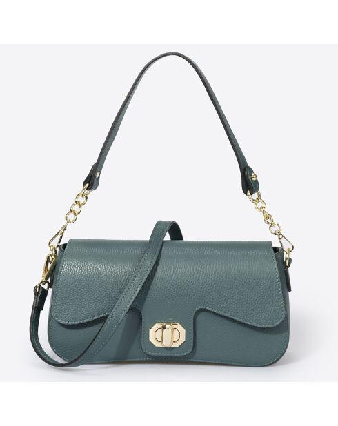 Sac porté épaule en Cuir vert pétrole - 27x8x15 cm