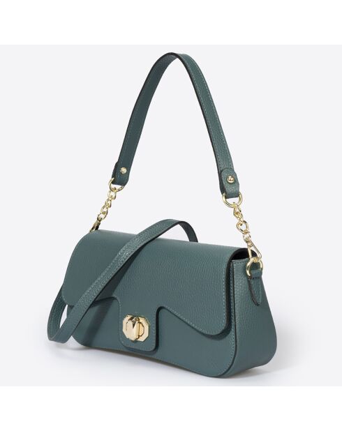 Sac porté épaule en Cuir vert pétrole - 27x8x15 cm