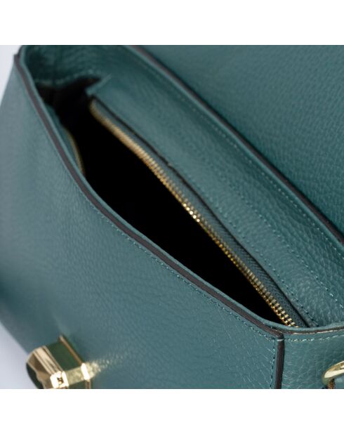 Sac porté épaule en Cuir vert pétrole - 27x8x15 cm