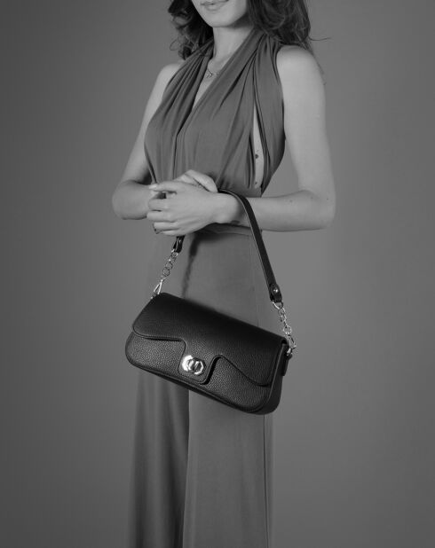 Sac porté épaule en Cuir raisin - 27x8x15 cm