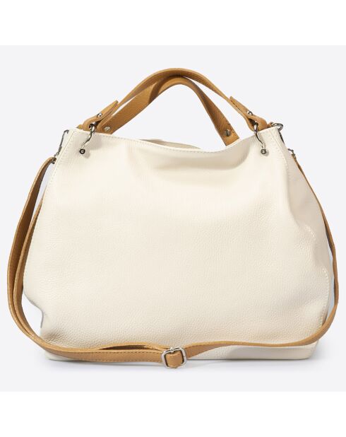 Sac à main en Cuir beige/cognac - 33x16x28 cm