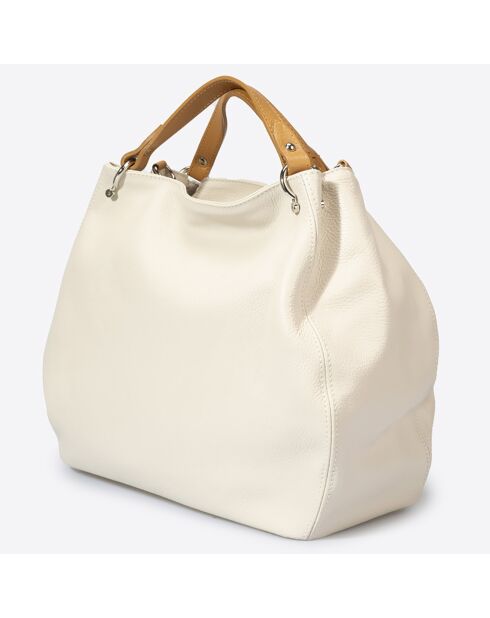 Sac à main en Cuir beige/cognac - 33x16x28 cm