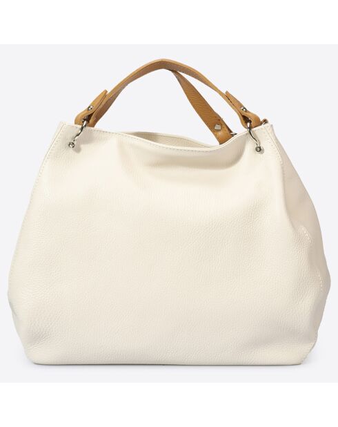 Sac à main en Cuir beige/cognac - 33x16x28 cm