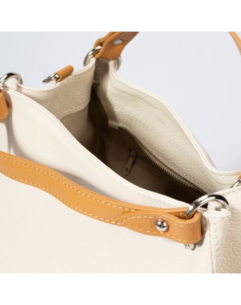 Sac à main en Cuir beige/cognac - 33x16x28 cm