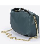 Sac à main en Cuir Ellie vert pétrole - 28x10x14 cm