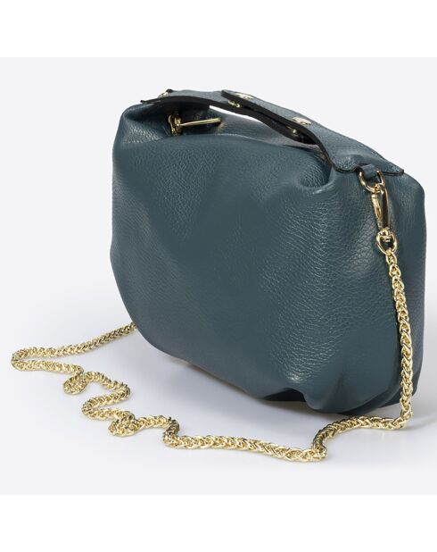 Sac à main en Cuir Ellie vert pétrole - 28x10x14 cm