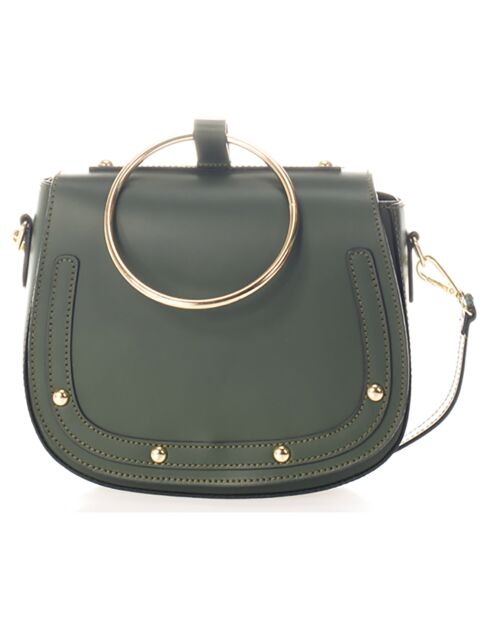 Sac bandoulière en Cuir vert - 22x8x20 cm