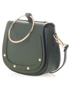 Sac bandoulière en Cuir vert - 22x8x20 cm