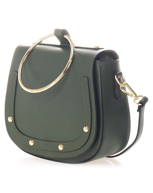 Sac bandoulière en Cuir vert - 22x8x20 cm