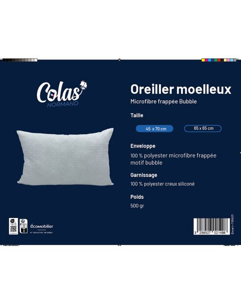 Oreiller moelleux Microfibre Bubble  blanc - 45x70 cm