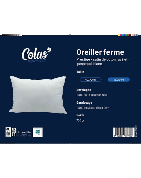 Oreiller Prestige Ferme blanc - 50x70 cm
