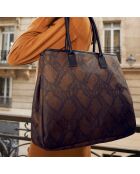 Cabas Epaule Python marron - 42x34x11.5 cm