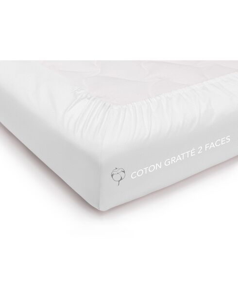 Protège matelas graté 2 faces, respirant et traité anti acariens blanc