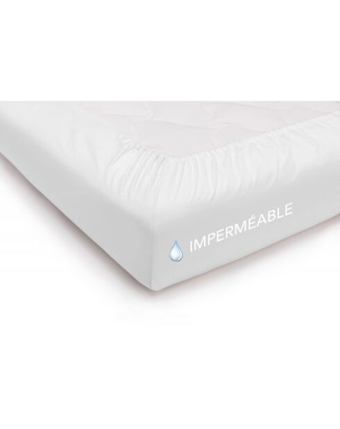 Protège matelas respirant et traité anti acariens blanc