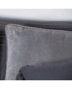 Coussin velours contour perlé gris clair - 40x60 cm