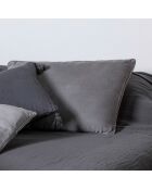 Coussin velours contour perlé gris clair - 40x60 cm