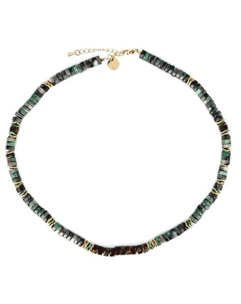 Collier Alison 2 Pyrite & Turquoise Africaine doré/turquoise