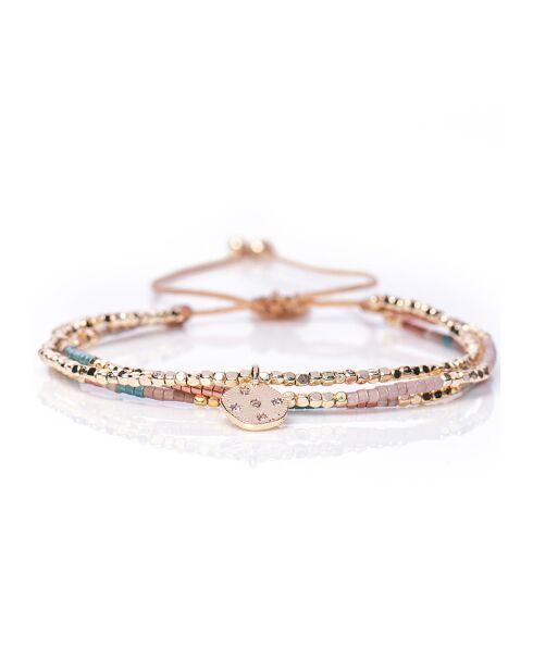 Bracelet Golden Purple Sky Perle de Miyuki rose métalisé/bleu/ivoire