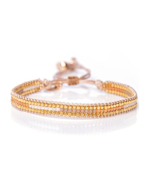 Bracelet Peach Nougat B-1543 Perle de Miyuki orange/nude/blanc/doré