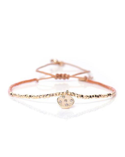 Bracelet Peach Nougat B-1724 Perle de Miyuki orange/nude/blanc/doré