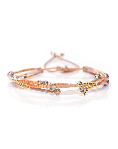 Bracelet Peach Nougat B-1725 Perle de Miyuki orange/nude/blanc/doré