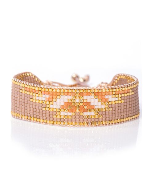 Bracelet Peach Nougat B-1794 Perle de Miyuki orange/nude/blanc/doré