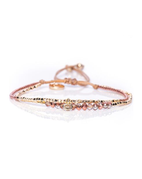 Bracelet Golden Purple Sky Ella Perle de Miyuki rose métalisé/bleu/ivoire