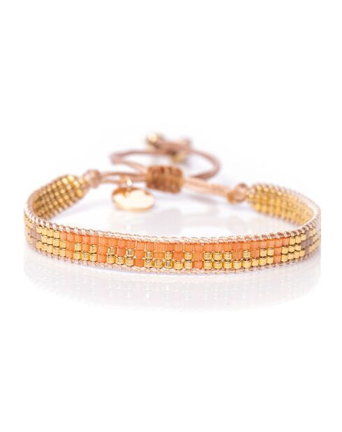 Bracelet Peach Nougat B-1887 Perle de Miyuki orange/nude/blanc/doré