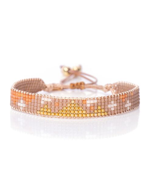 Bracelet Peach Nougat B-1954 Perle de Miyuki orange/nude/blanc/doré