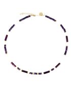 Collier Madison 2 Kunzite, Fluorite & Nache Blanche doré/violet//blanc