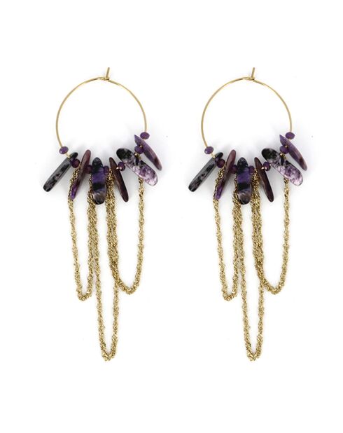 Boucles d'oreilles Naomie Améthyste doré/violet