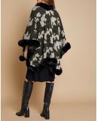 Cape Lima bords Fausse Fourrure camouflage kaki/noir