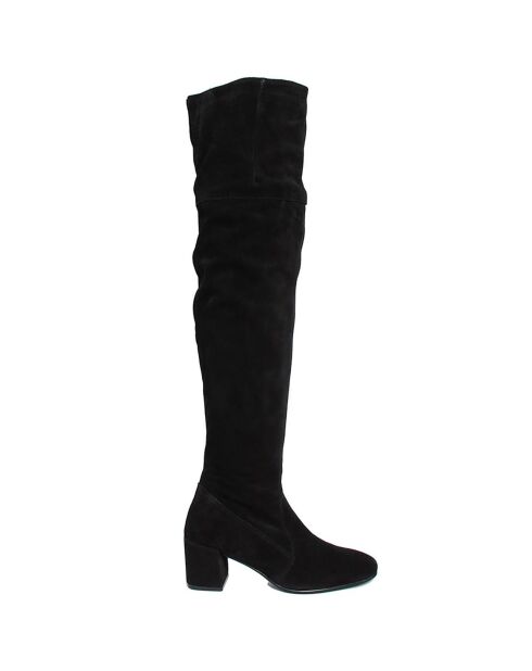 Cuissardes en Velours de Cuir Lya noires - Talon 6 cm