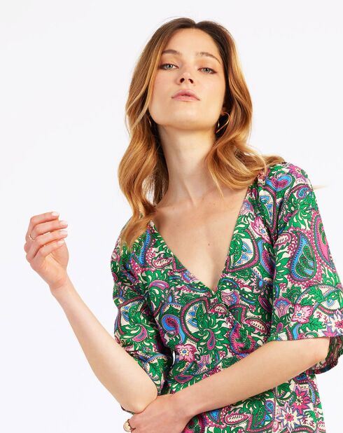 Robe Oliza vert/multicolore