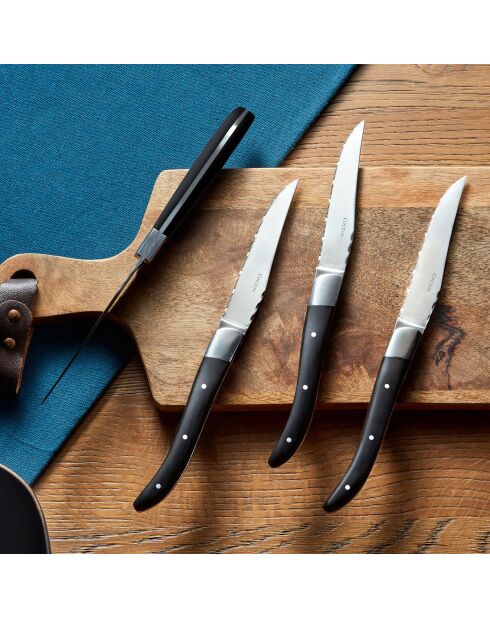 6 Couteaux à steak Curv en acier noirs