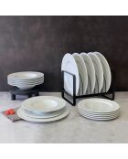 6 Assiettes plates  en Porcelaine Urban Martele blanches - D.27 cm