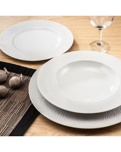 6 witte dessertborden van Urban Martele porselein - D.21 cm