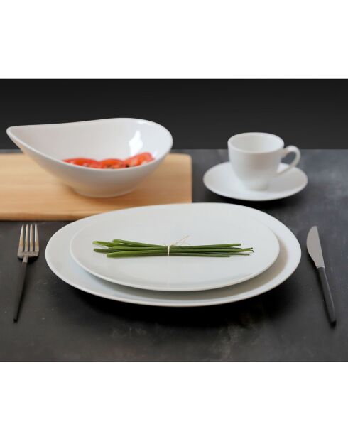 6 witte dinerborden van Sven porselein - 28x26 cm