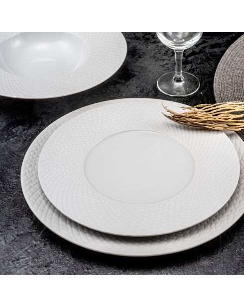 6 Assiettes plates en Porcelaine Sherane blanches - D.27 cm