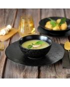 6 schwarze japanische Salat- und Nudelteller aus schwarzem Steinzeug - D.19 cm