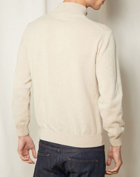 Pull 100% Cachemire 4 fils John col camionneur beige/taupe