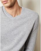 Pull 100% Cachemire Lucien col V gris clair