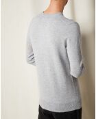 Pull 100% Cachemire Lucien col V gris clair