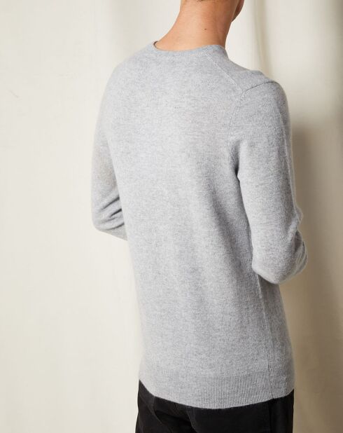 Pull 100% Cachemire Lucien col V gris clair